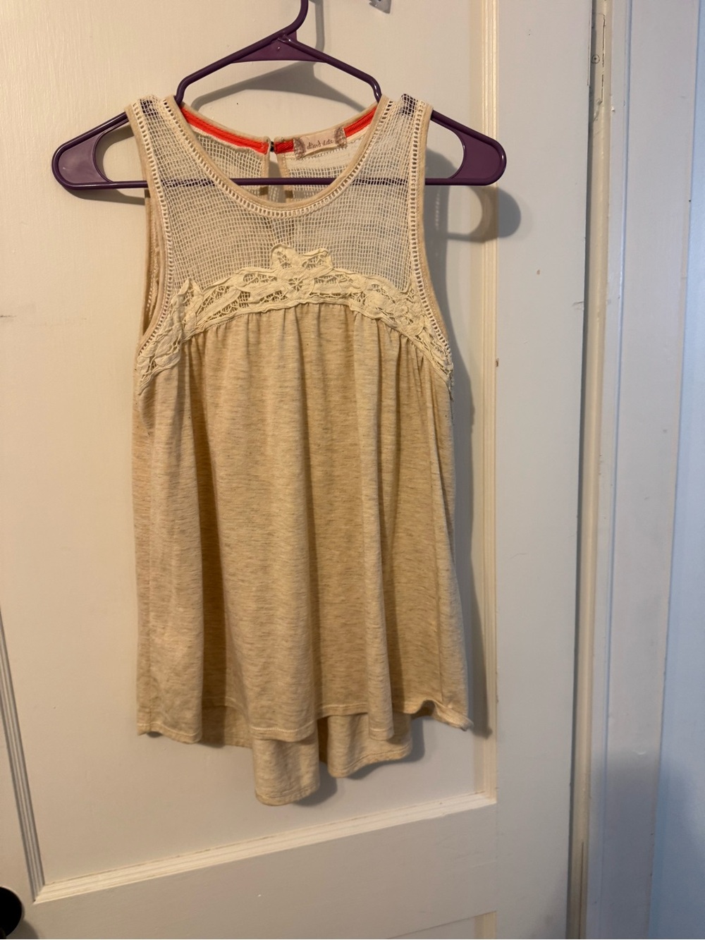 Altar'd State Cream Crochet Yoke Tank